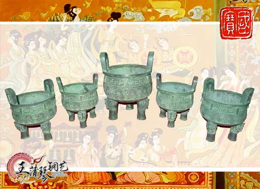 銅鼎，銅五鼎，中國鼎，佛像用鼎